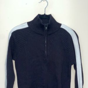 Black with white strip crop sweater with quarter zipper front size Small
